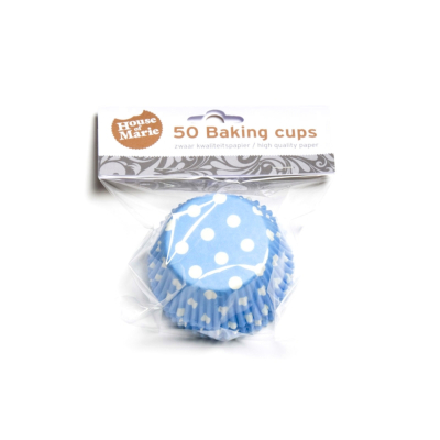 Cupcake Cups Blauw met Stip 50st