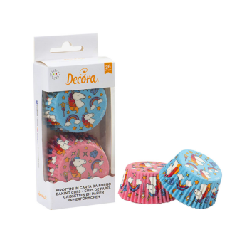 Decora Cupcake Cups Unicorn Blauw/Roze 36st.