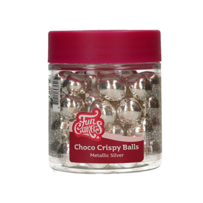 Funcakes Choco Crispy ballen - Metallic Zilver