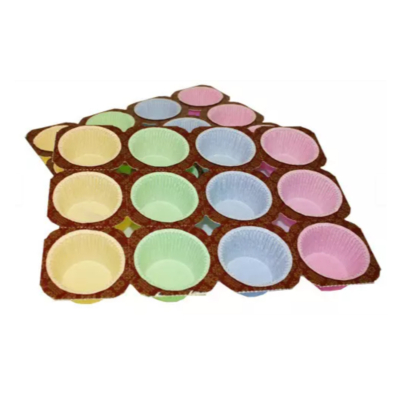 Muffin/Cupcake Tray papier gekleurd set 12 vormpjes