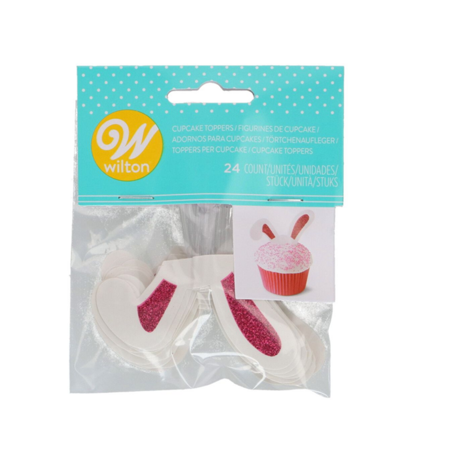 Wilton Glitter Konijnen Oortjes Toppers pk/24