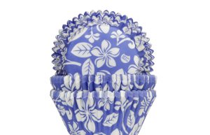 Cupcake cups Aloha bloem blauw 50x33mm 50st