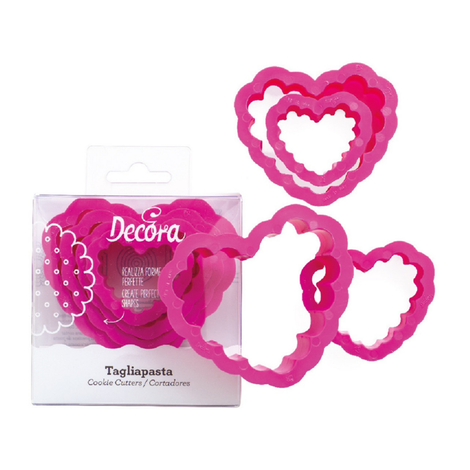 Koekjes Uitsteker Hart Ribbel set 4 Roze**