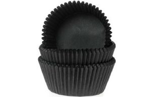 Cupcake Cups mini Zwart 35x23mm. - ca. 20 stuks