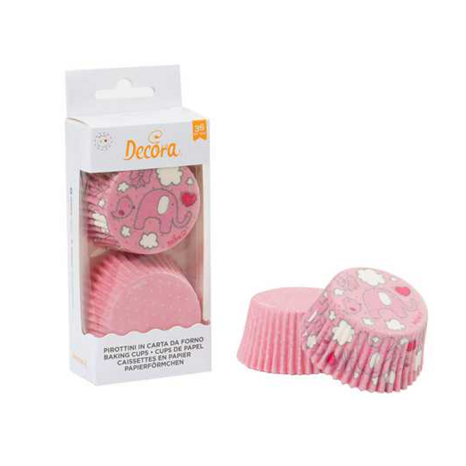 Decora Cupcake Cups Roze Olifant en stippen 36st.**