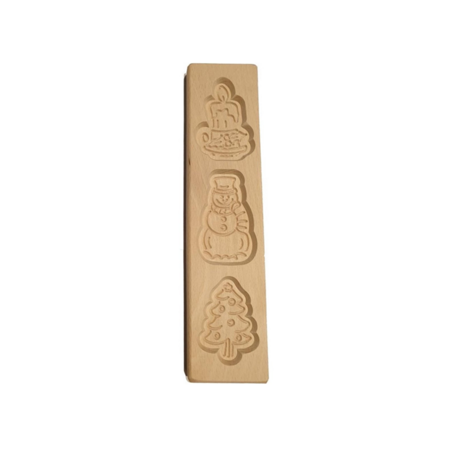 Speculaasplank Kerst (Kaars/Sneeuwpop/Kerstboom) (3x) 8x7cm.