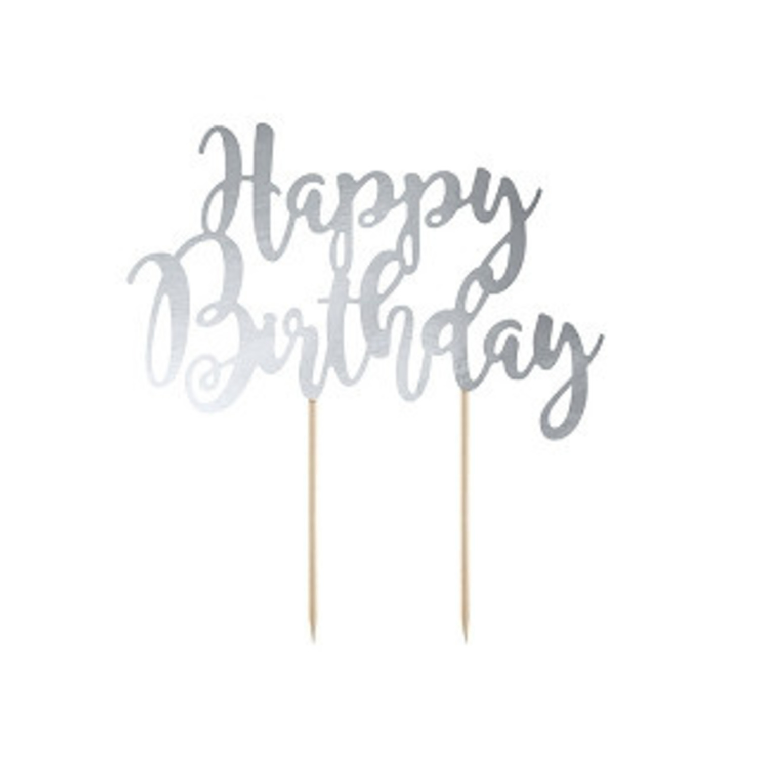 Taarttopper Happy birthday - Zilver**