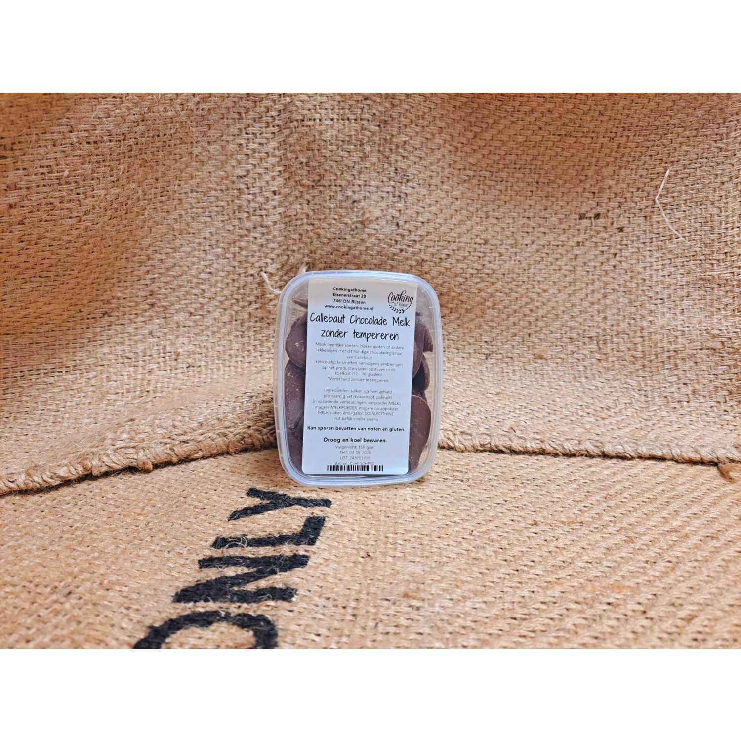 Callebaut chocolade Melk zonder tempereren 150 gram