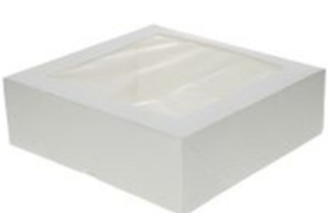 Taartdoos met venster 23x23x7.5 - Wit - per stuk