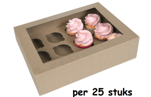 Cupcake Doosje 12x Groot Kraft per 25 stuks