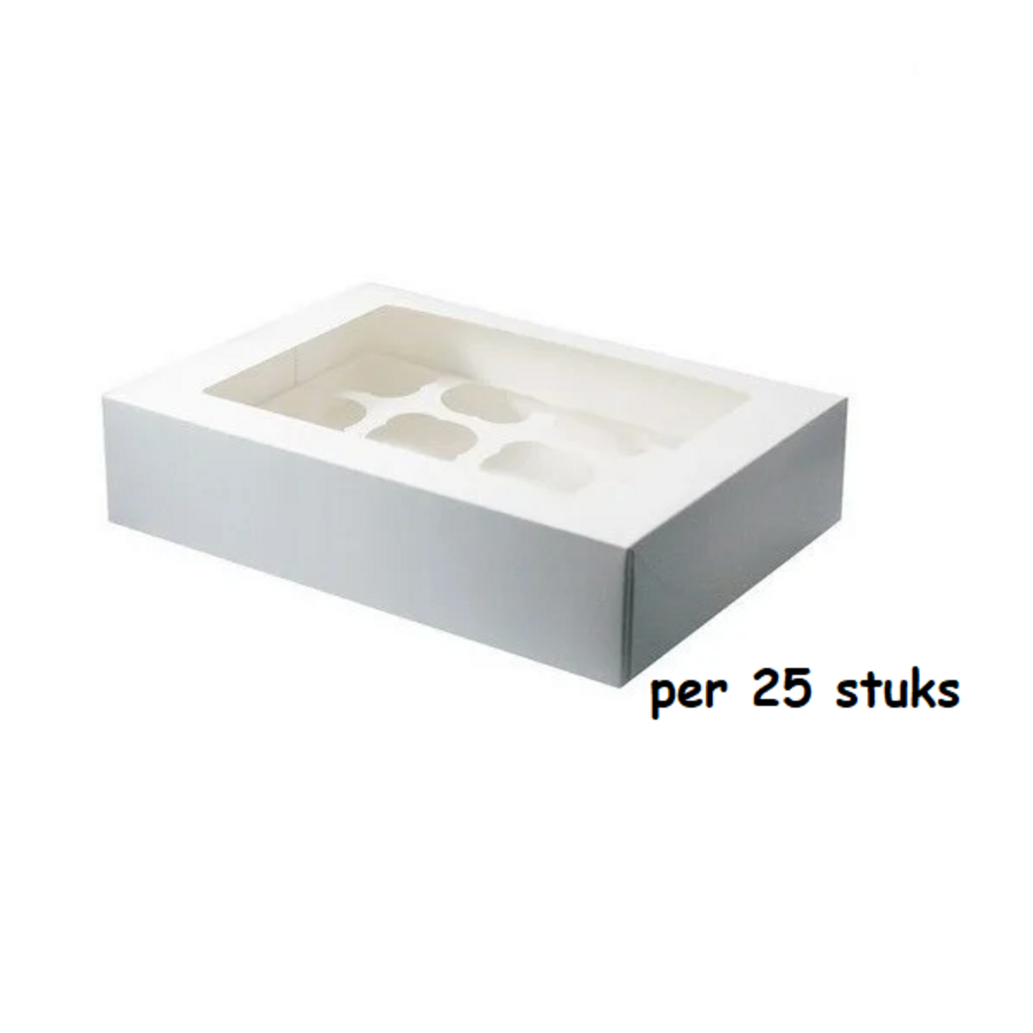 Cupcake Doosje 12x Groot Wit per 25 stuks