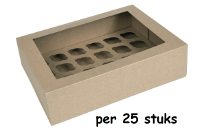 Cupcake doosje 24x Mini Kraft per 25 stuks