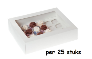 Cupcake doos Wit Mini 24 cupcakes per 25 stuks