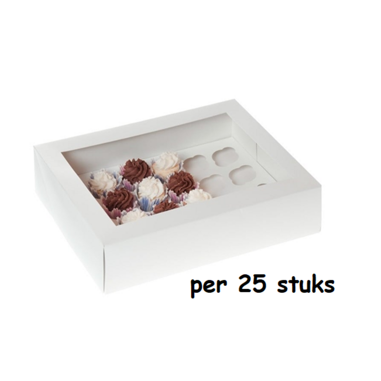 Cupcake doos Wit Mini 24 cupcakes per 25 stuks