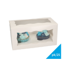 Cupcake Doosje 2x Groot Wit - 25 stuks