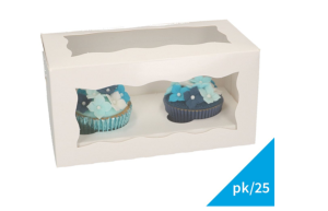 Cupcake Doosje 2x Groot Wit - 25 stuks