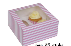 Cupcake Doosje 4x Groot Roze/wit per 25 stuks