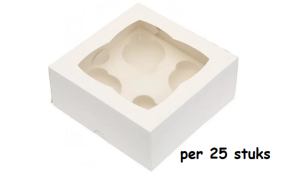 Cupcake doosje 4x Groot per 25 stuks