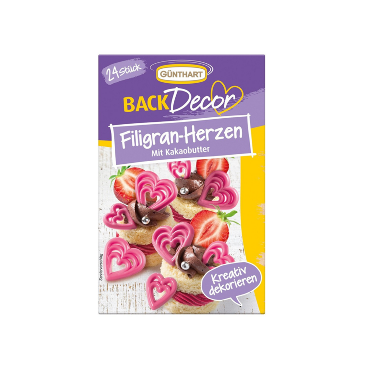 Günthart Chocoladedecoratie Hartjes Roze 24st.