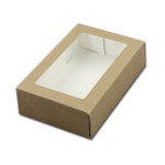 Taartdoos met venster 19x12.5x5cm. Kraft (uit 1 stuk)