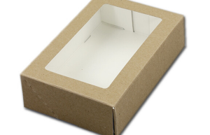 Taartdoos met venster 19x12.5x5cm. Kraft (uit 1 stuk)