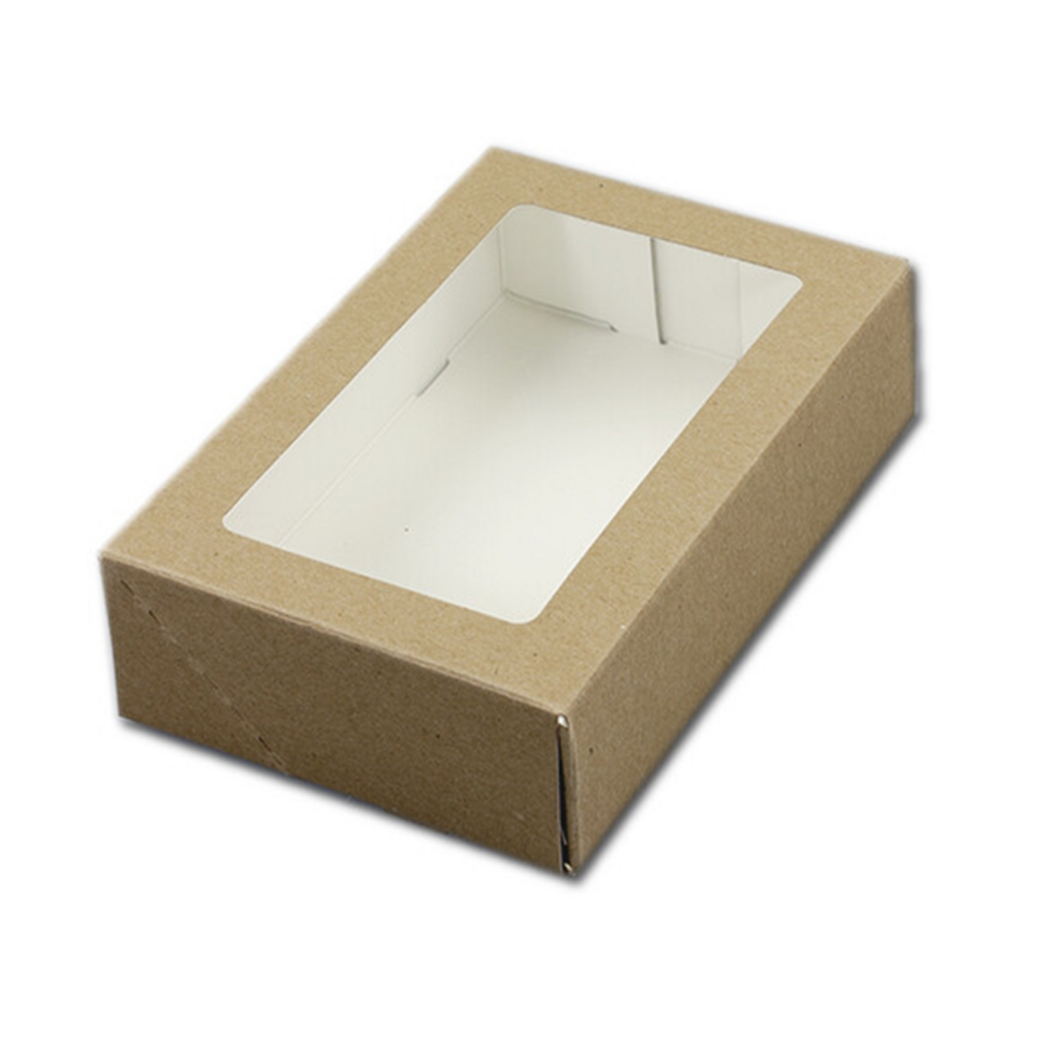 Taartdoos met venster 19x12.5x5cm. Kraft (uit 1 stuk)