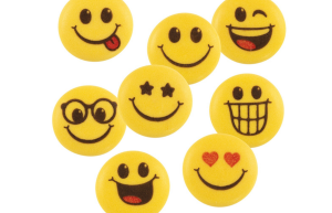 Suikerdecoratie Smileys Geel 12st