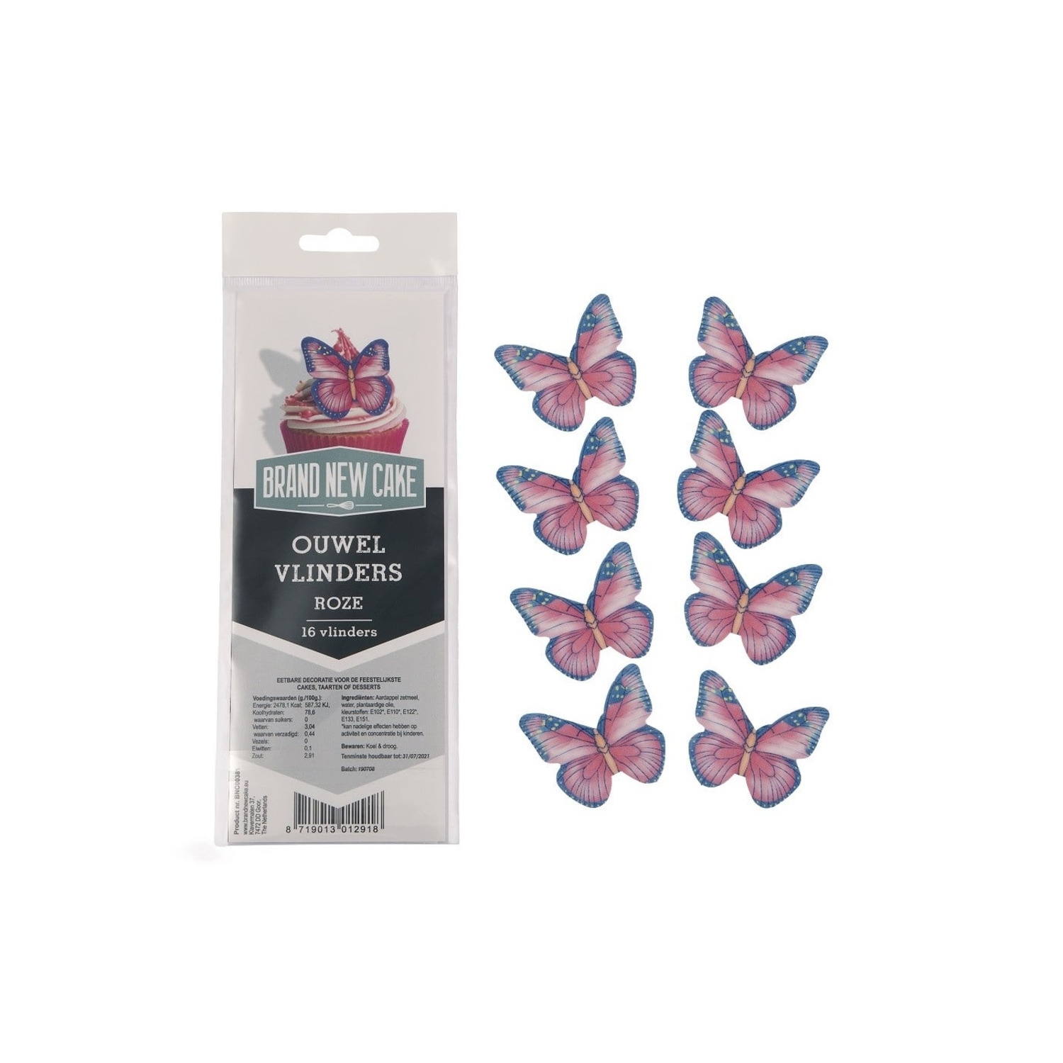 BrandNewCake Ouwel Vlinders Roze 16st.