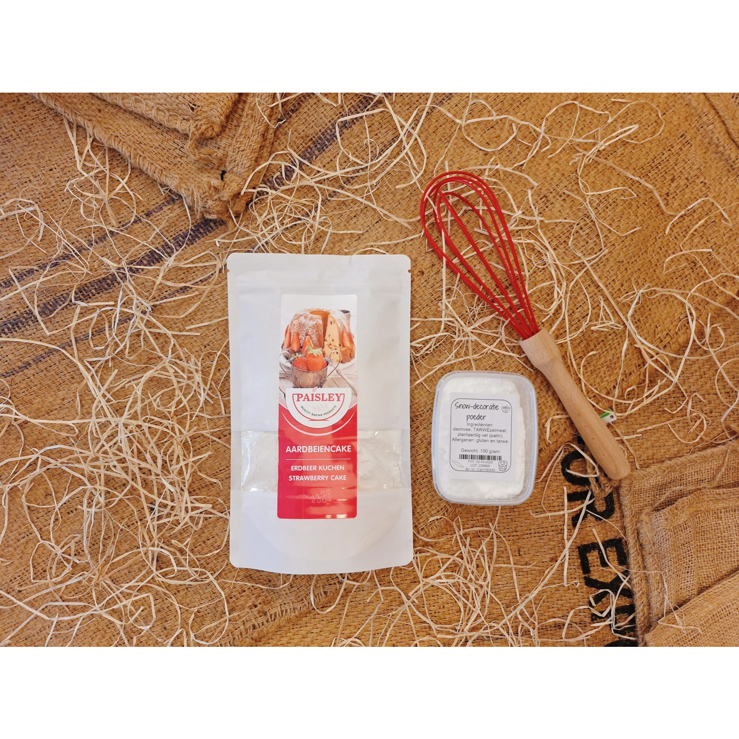 Cadeaupakket 'Aardbeien cake met garde