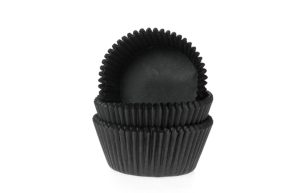 Cupcake cups Mini effen Zwart - 35x23 mm