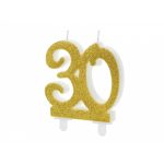 Taartkaars Cijfer 30 Goud