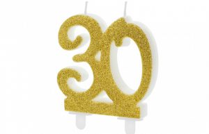 Taartkaars Cijfer 30 Goud