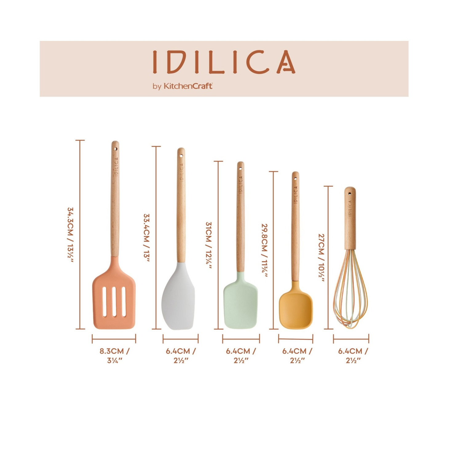 KitchenCraft Idilica Siliconen gereedschapsset set/5