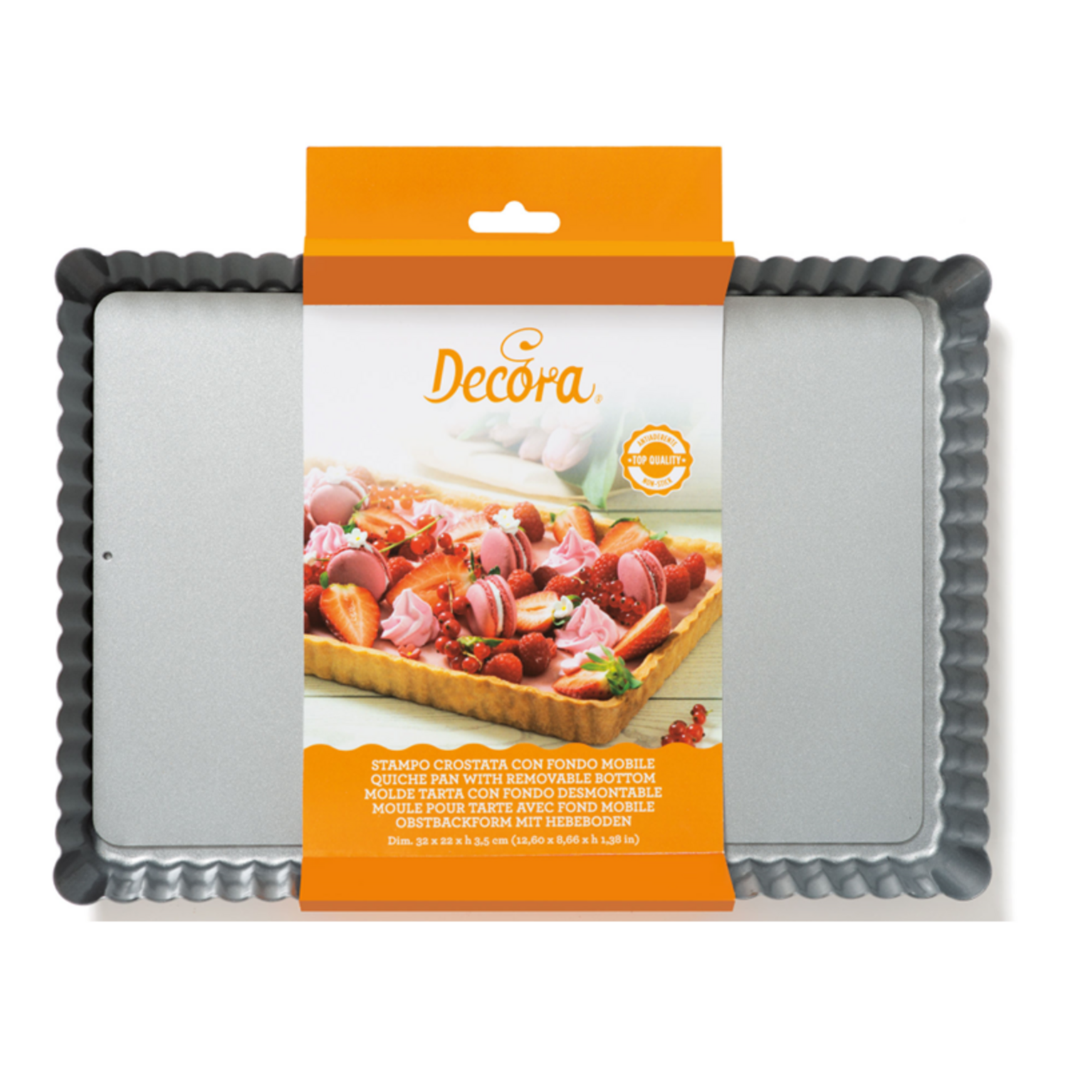 Decora Anti-kleef Taartpan Rechthoek met losse bodem 32x22 x3,5cm