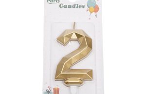 Taartkaars Geo Goud Cijfer 2