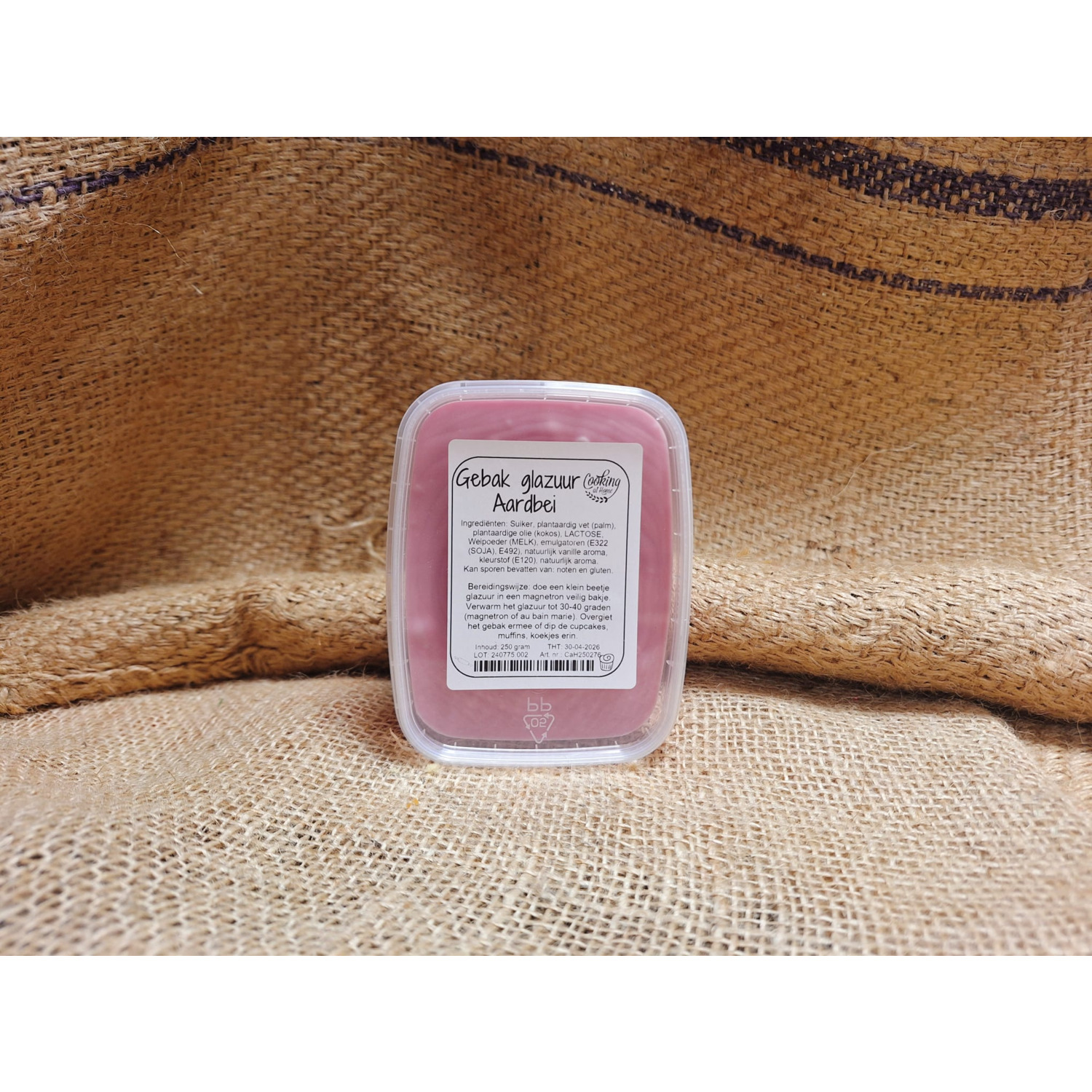 Gebak glazuur Aardbei - 250 gram