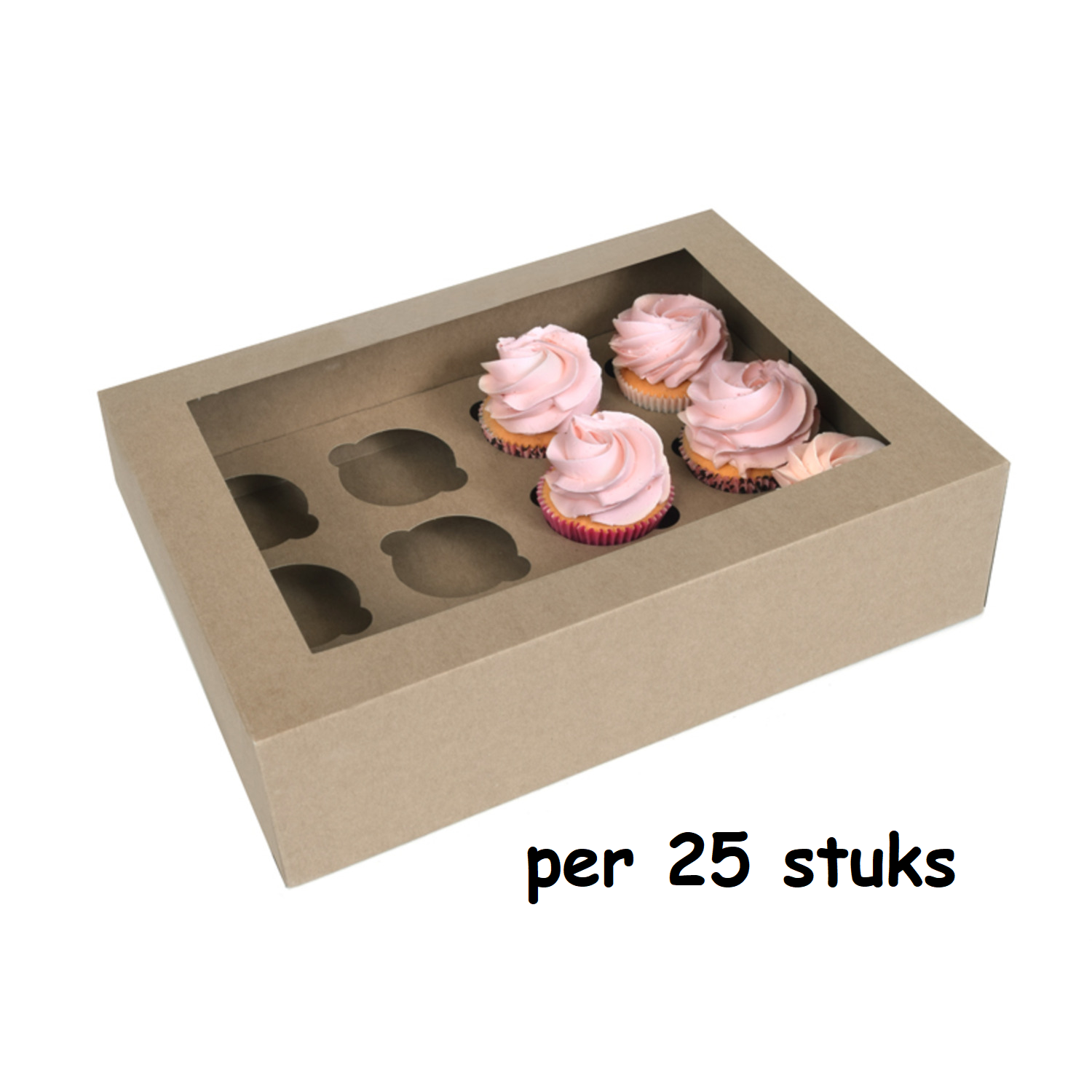 Cupcake Doosje 12x Groot Kraft per 25 stuks