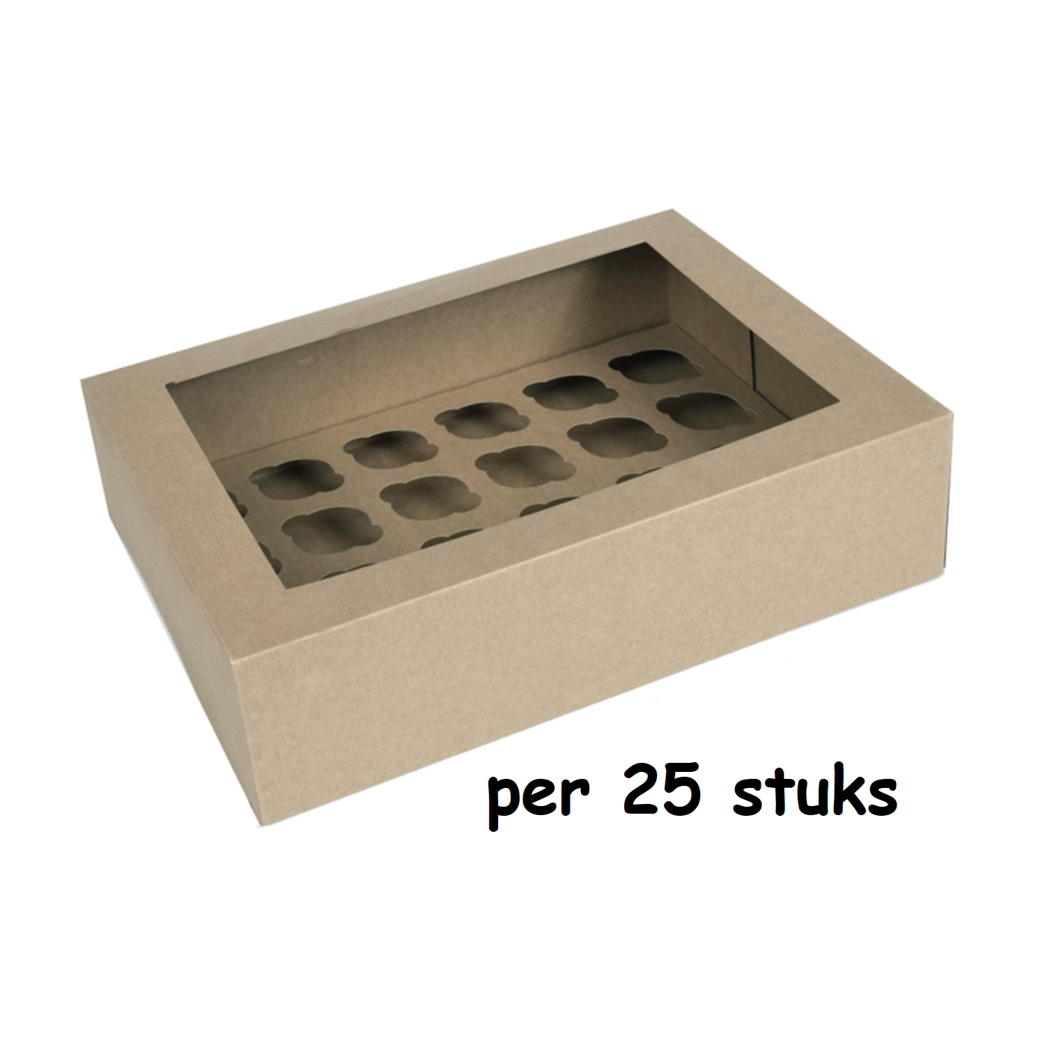 Cupcake doosje 24x Mini Kraft per 25 stuks