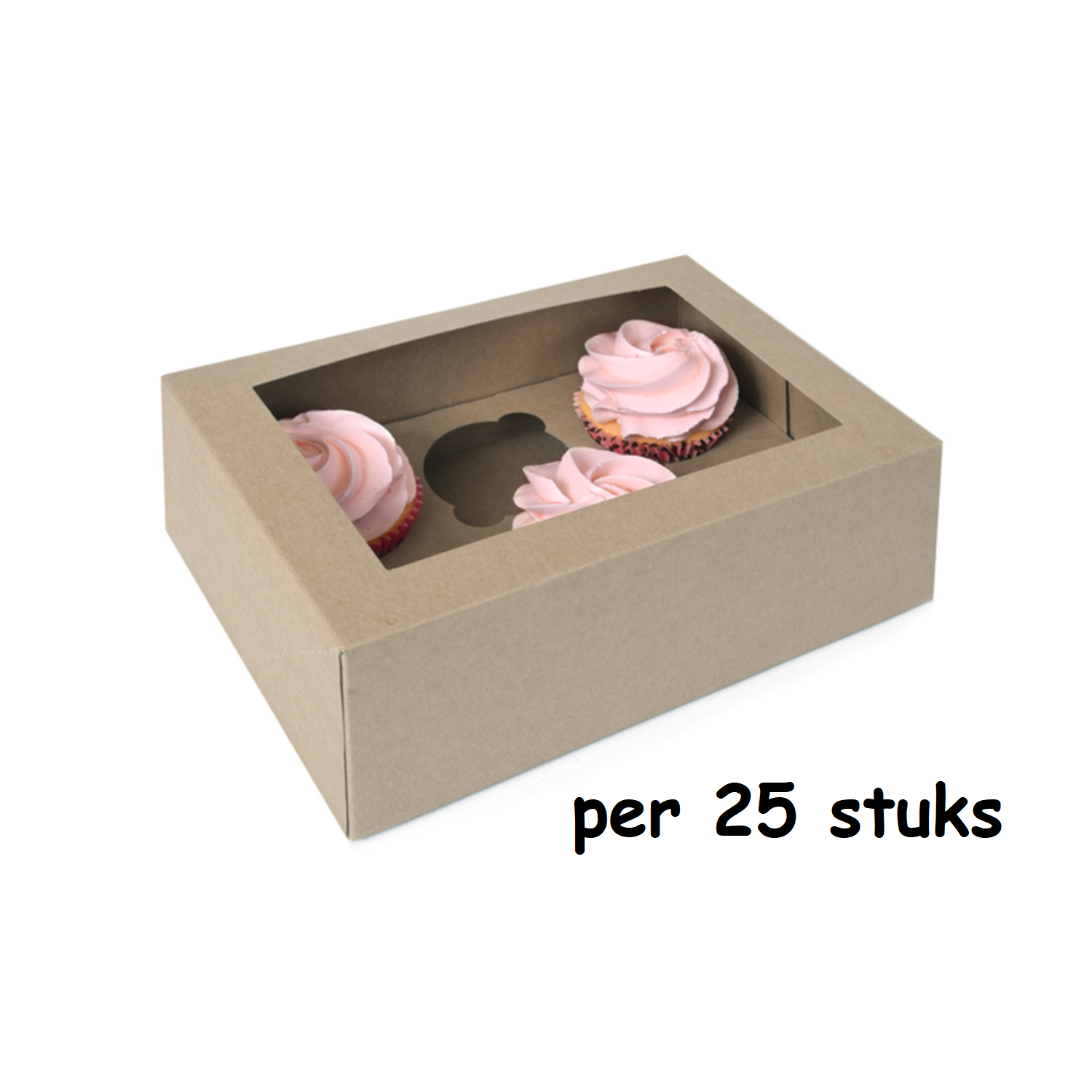 Cupcake Doosje 6x Groot Kraft per 25 stuks