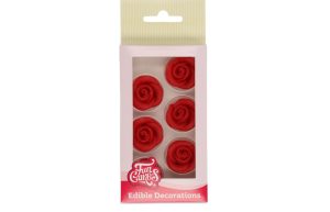 FunCakes Marsepein Decoratie Rozen Rood Set/6