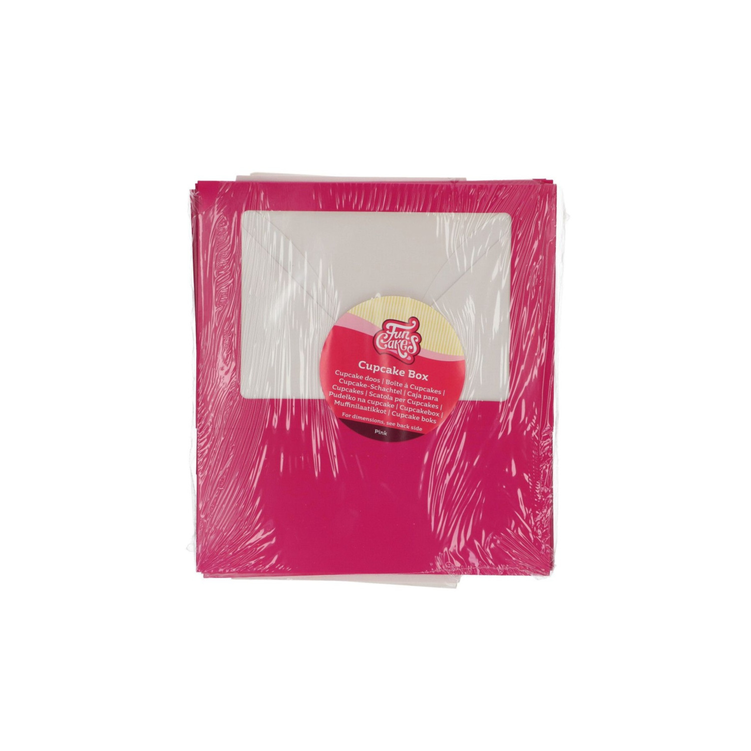 Cupcake doosje 6x Groot Fuchsia - 3 stuks