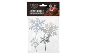 Taarttoppers Sneeuwvlok Zilver set/4