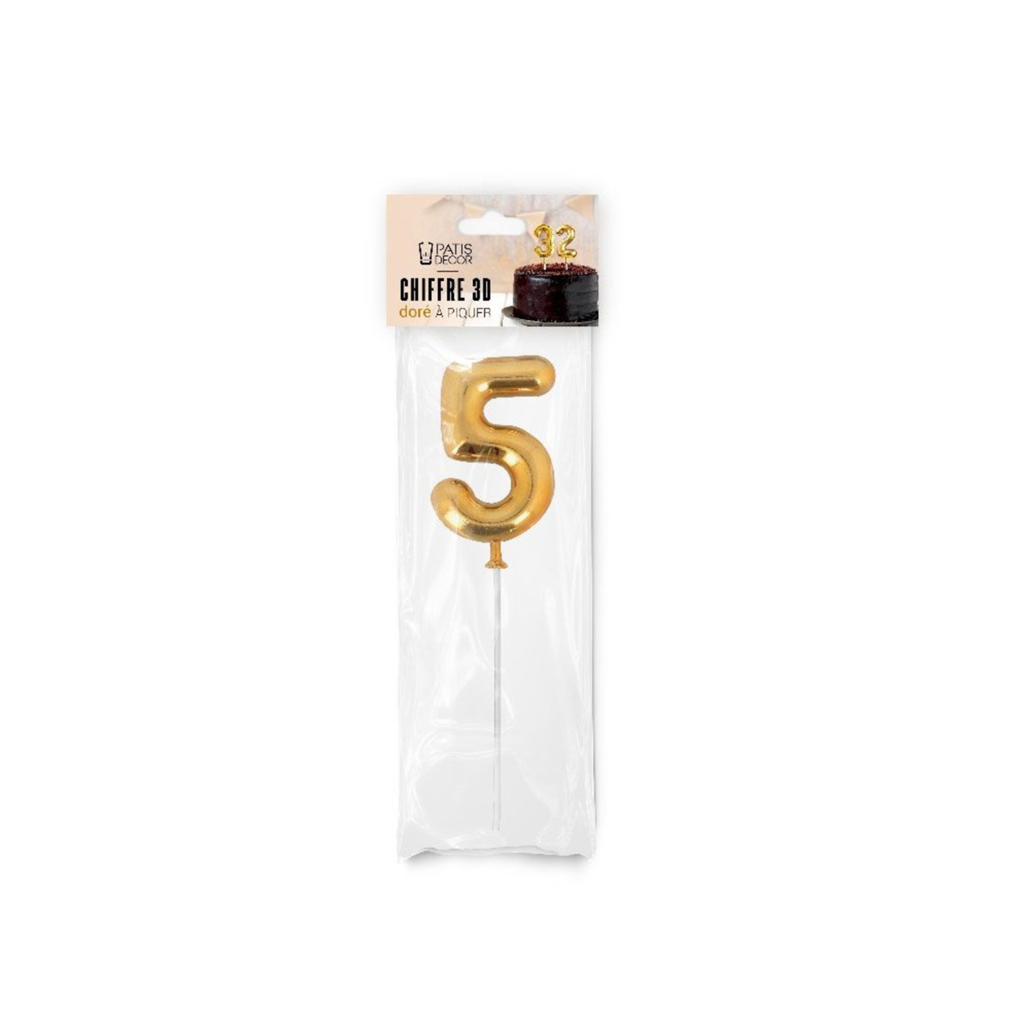 Taarttopper 5 Ballon Goud