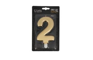 Taartkaars Cijfer 2 Goud XXL**