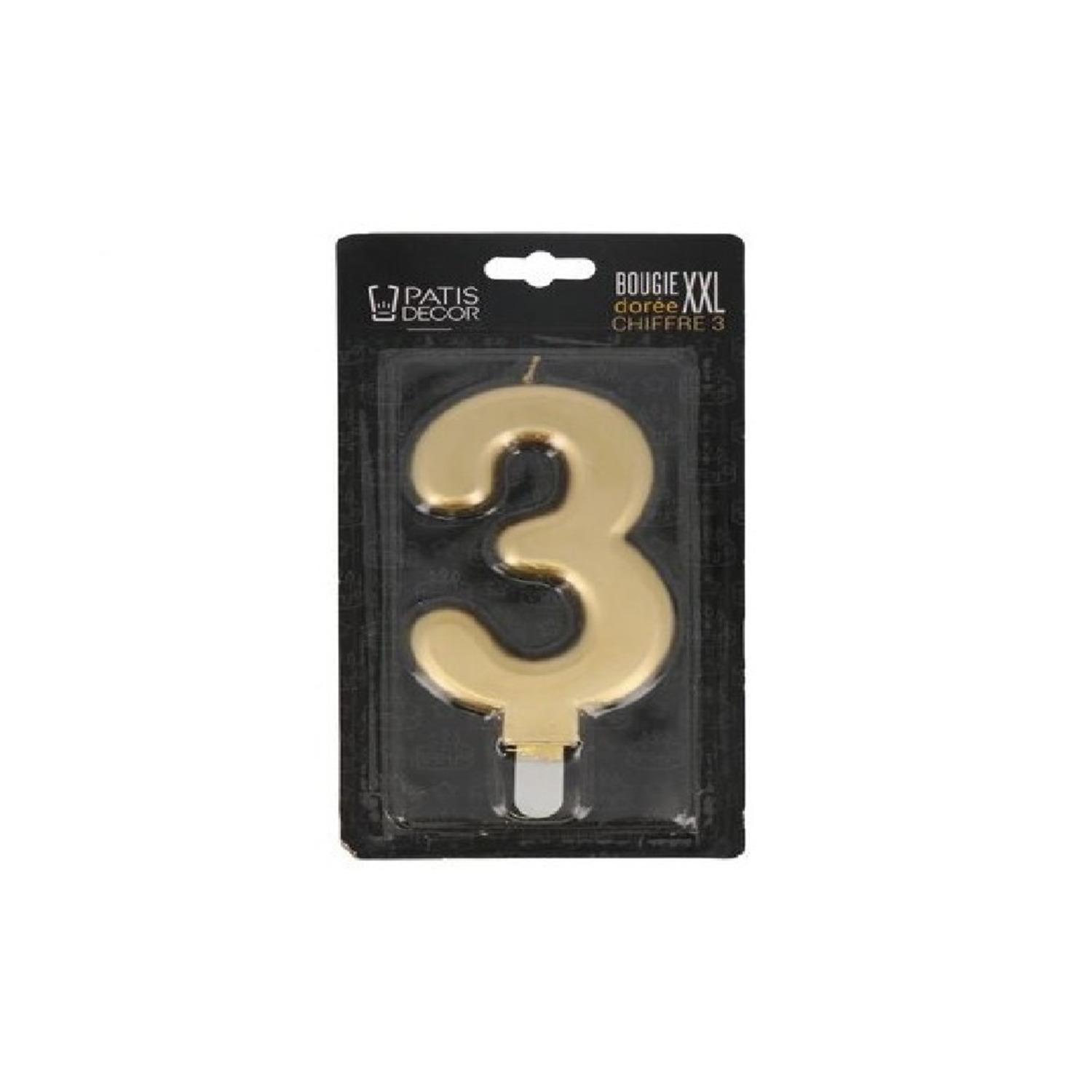 Taartkaars Cijfer 3 Goud XXL**