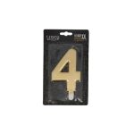 Taartkaars Cijfer 4 Goud XXL**