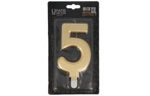 Taartkaars Cijfer 5 Goud XXL**