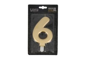 Taartkaars Cijfer 6 Goud XXL**