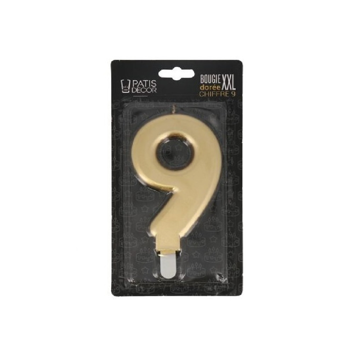 Taartkaars Cijfer 9 Goud XXL**