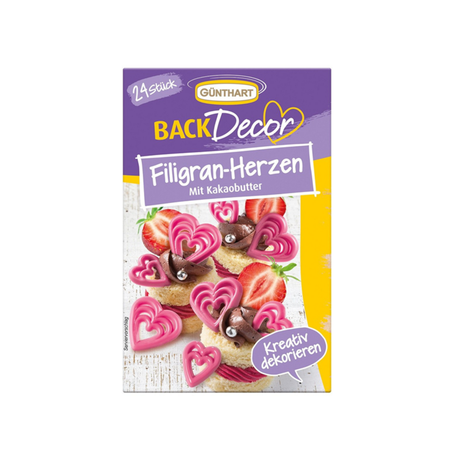 Günthart Chocoladedecoratie Hartjes Roze 24st.